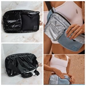 free people courtside cargo sling black iredesent new without tags